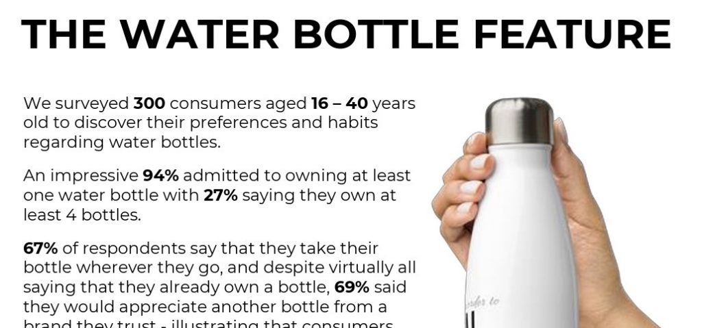 Shows part of a survey done by the BPMA on water bottle habits