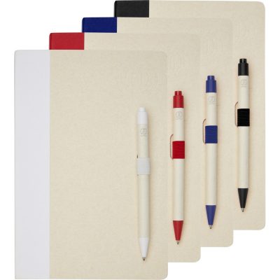 Dairy Dream A5 size reference recycled milk cartons notebook and ballpoint pen set