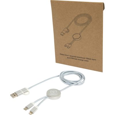 ALASIA 5-IN-1 RECYCLED ALUMINIUM AND PLASTIC 150 CM DATA SYNC AND 27W FAST CHARGE CABLE - Image 4