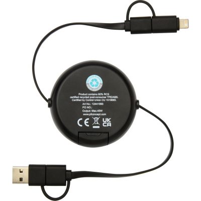 CHECHIA 5-IN-1 RECYCLED PLASTIC 100 CM RETRACTABLE DATA SYNC AND 45W FAST CHARGE CABLE - Image 5