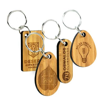 Bamboo Keyrings Single Sided - Bespoke Shaped