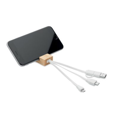 CLAUERC Bamboo Keyring & Phone Stand - Image 3
