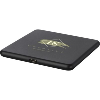Loop 10W recycled plastic wireless charging pad - Solid black - Image 2