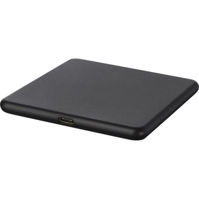 Loop 10W recycled plastic wireless charging pad - Solid black - Image 3