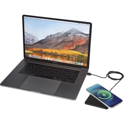Loop 10W recycled plastic wireless charging pad - Solid black - Image 4