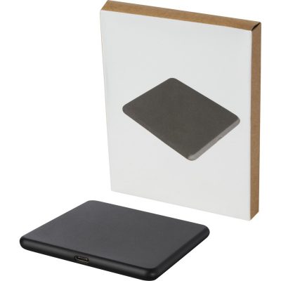 Loop 10W recycled plastic wireless charging pad - Solid black - Image 5