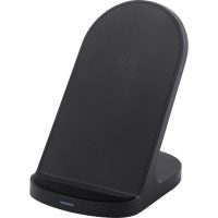 Loop 15W dual coil RCS recycled plastic wireless charging stand - Solid black