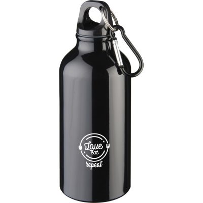 Oregon 400 ml RCS certified recycled aluminium water bottle with carabiner