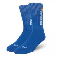 blue custom printed sports crew socks.