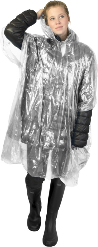 Mayan recycled plastic disposable rain poncho with storage pouch - Image 4