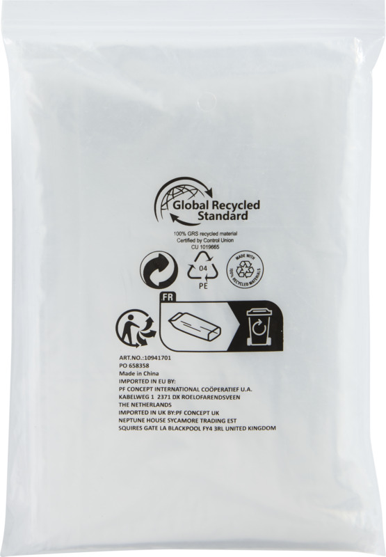 Mayan recycled plastic disposable rain poncho with storage pouch - Image 2