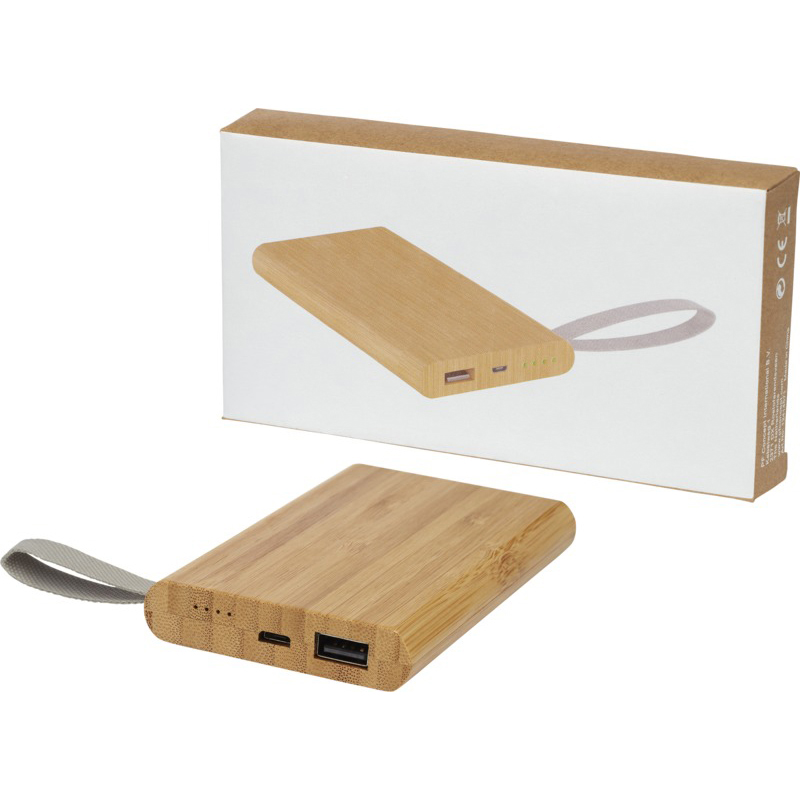 Tulda 5000 mAh bamboo power bank - Natural - Image 2