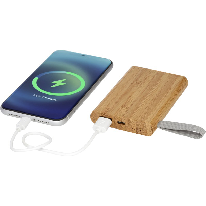 Tulda 5000 mAh bamboo power bank - Natural - Image 3