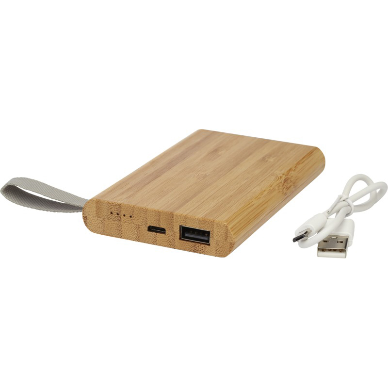 Tulda 5000 mAh bamboo power bank - Natural - Image 4